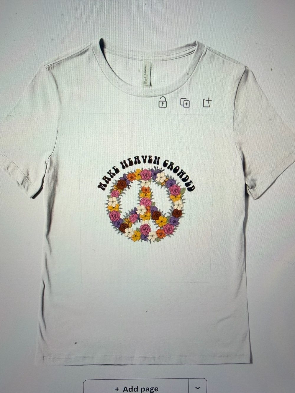 White Graphic Tee with Floral Peace Sign